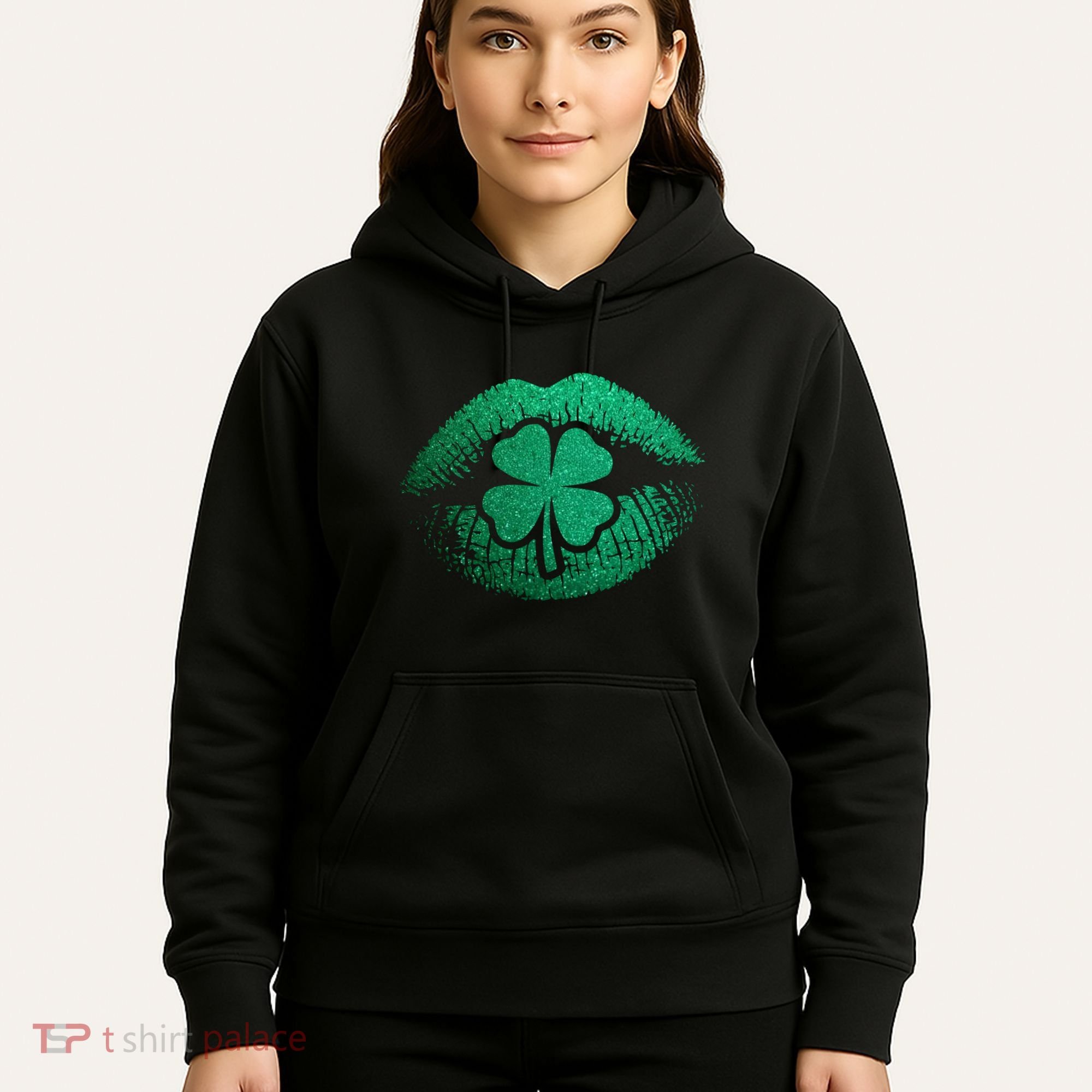 St PatrickS Day Irish Leaf Clover Lips Hoodie