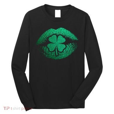 St PatrickS Day Irish Leaf Clover Lips Long Sleeve Shirt