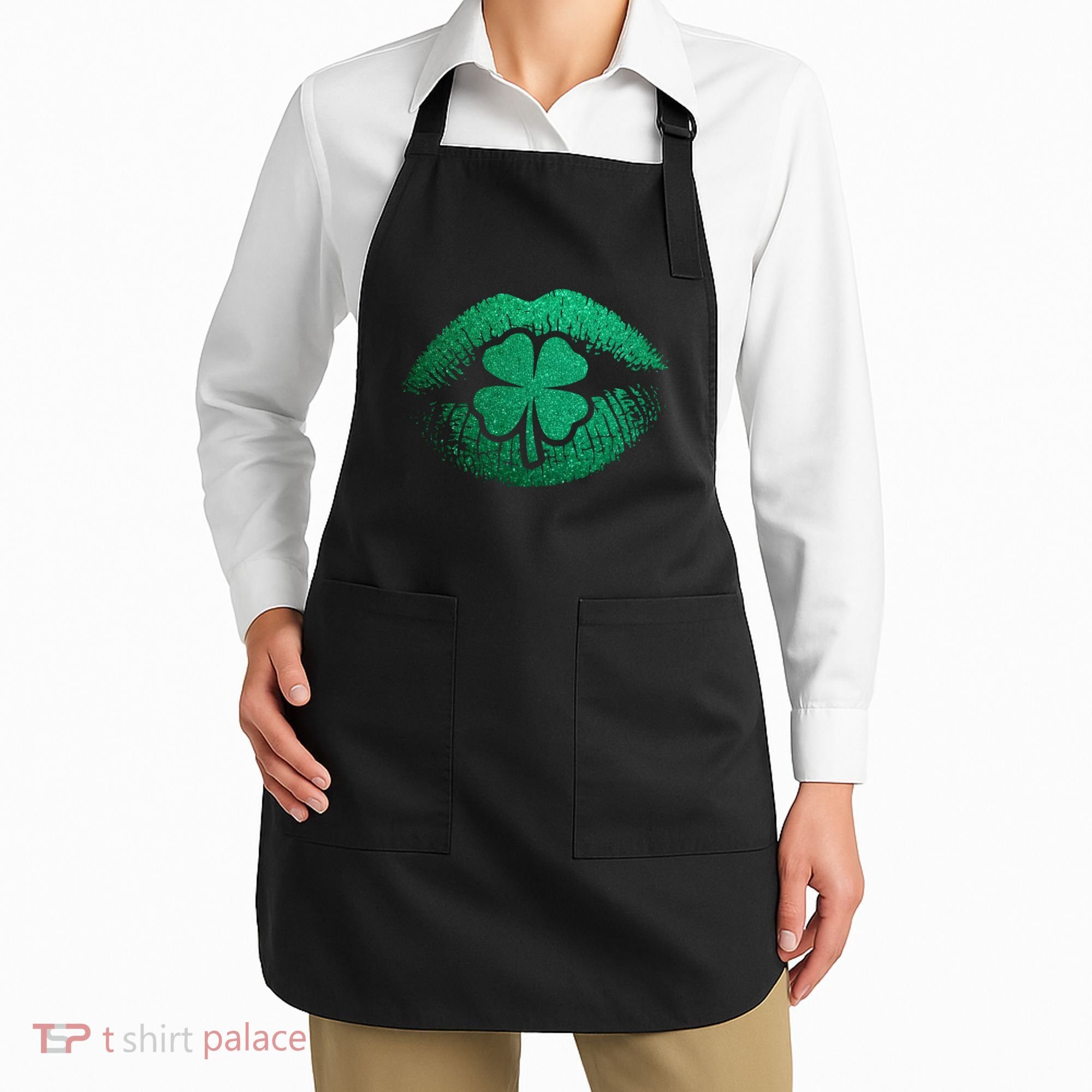 St PatrickS Day Irish Leaf Clover Lips Apron