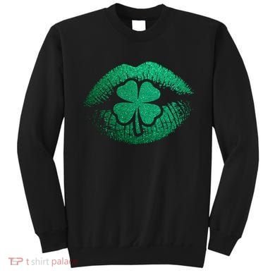 St PatrickS Day Irish Leaf Clover Lips Sweatshirt