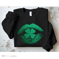St PatrickS Day Irish Leaf Clover Lips Sweatshirt thumb 2