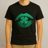 St PatrickS Day Irish Leaf Clover Lips T-Shirt thumb 3