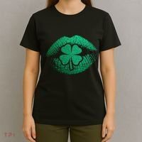St PatrickS Day Irish Leaf Clover Lips T-Shirt thumb 4