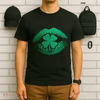 St PatrickS Day Irish Leaf Clover Lips T-Shirt thumb 6
