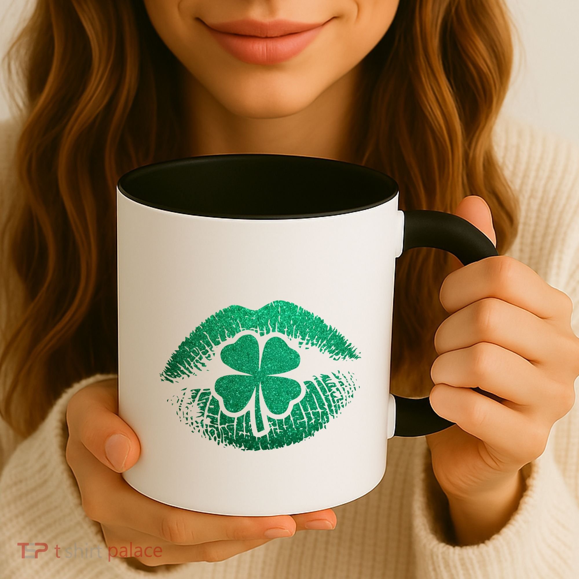 St PatrickS Day Irish Leaf Clover Lips Coffee Mug