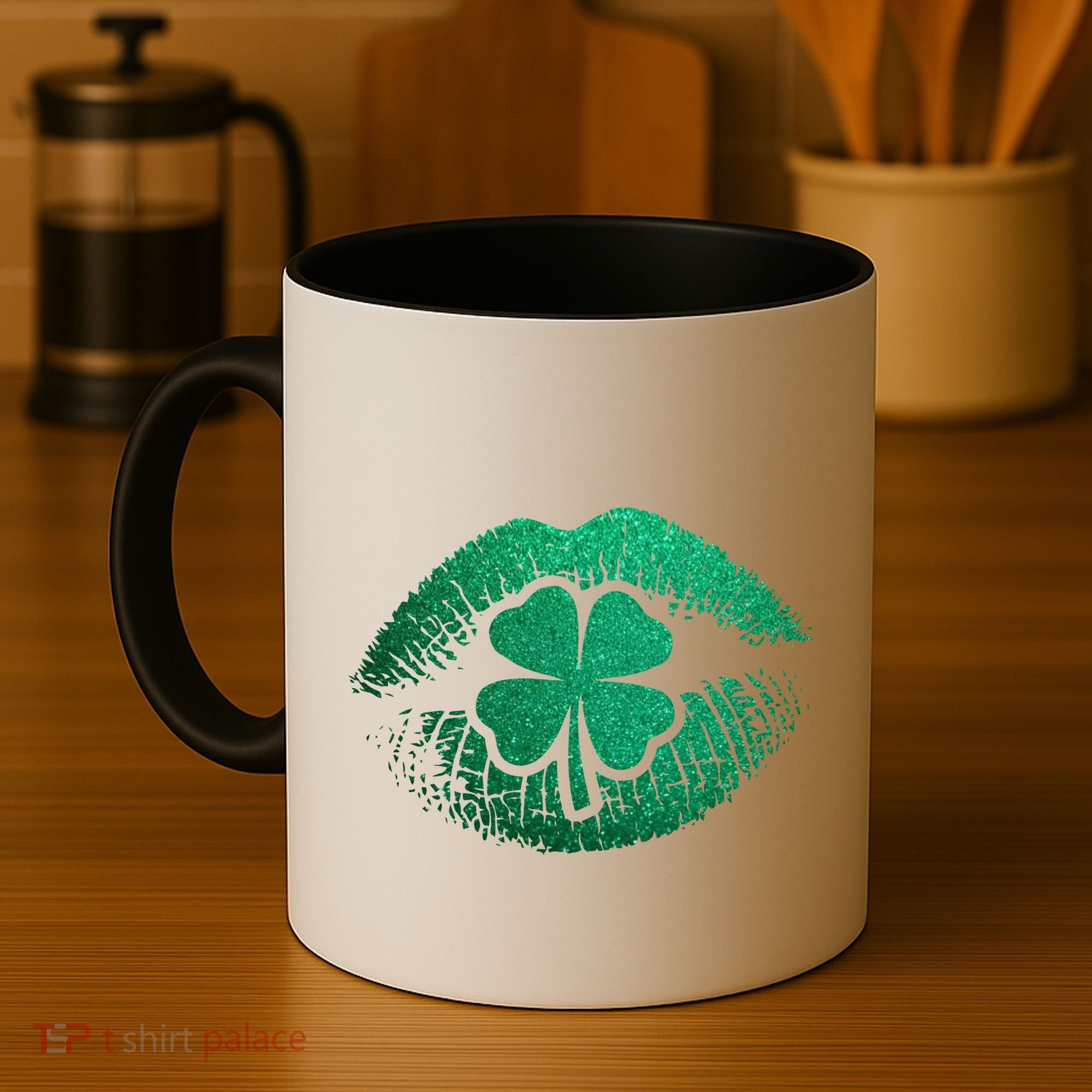 St PatrickS Day Irish Leaf Clover Lips Coffee Mug