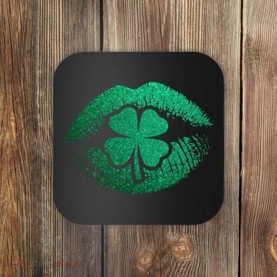 St PatrickS Day Irish Leaf Clover Lips Coaster
