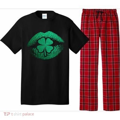 St PatrickS Day Irish Leaf Clover Lips Pajama Set