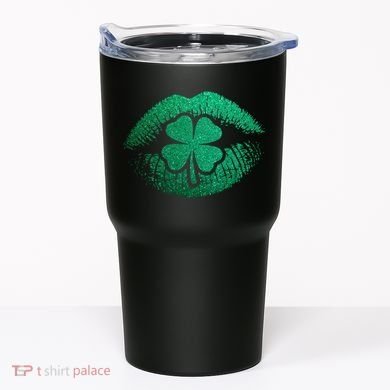 St PatrickS Day Irish Leaf Clover Lips Tumbler