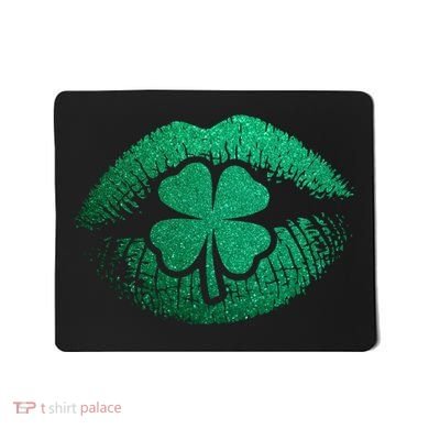 St PatrickS Day Irish Leaf Clover Lips Mousepad