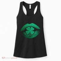 St PatrickS Day Irish Leaf Clover Lips Women's Tank Top thumb 0