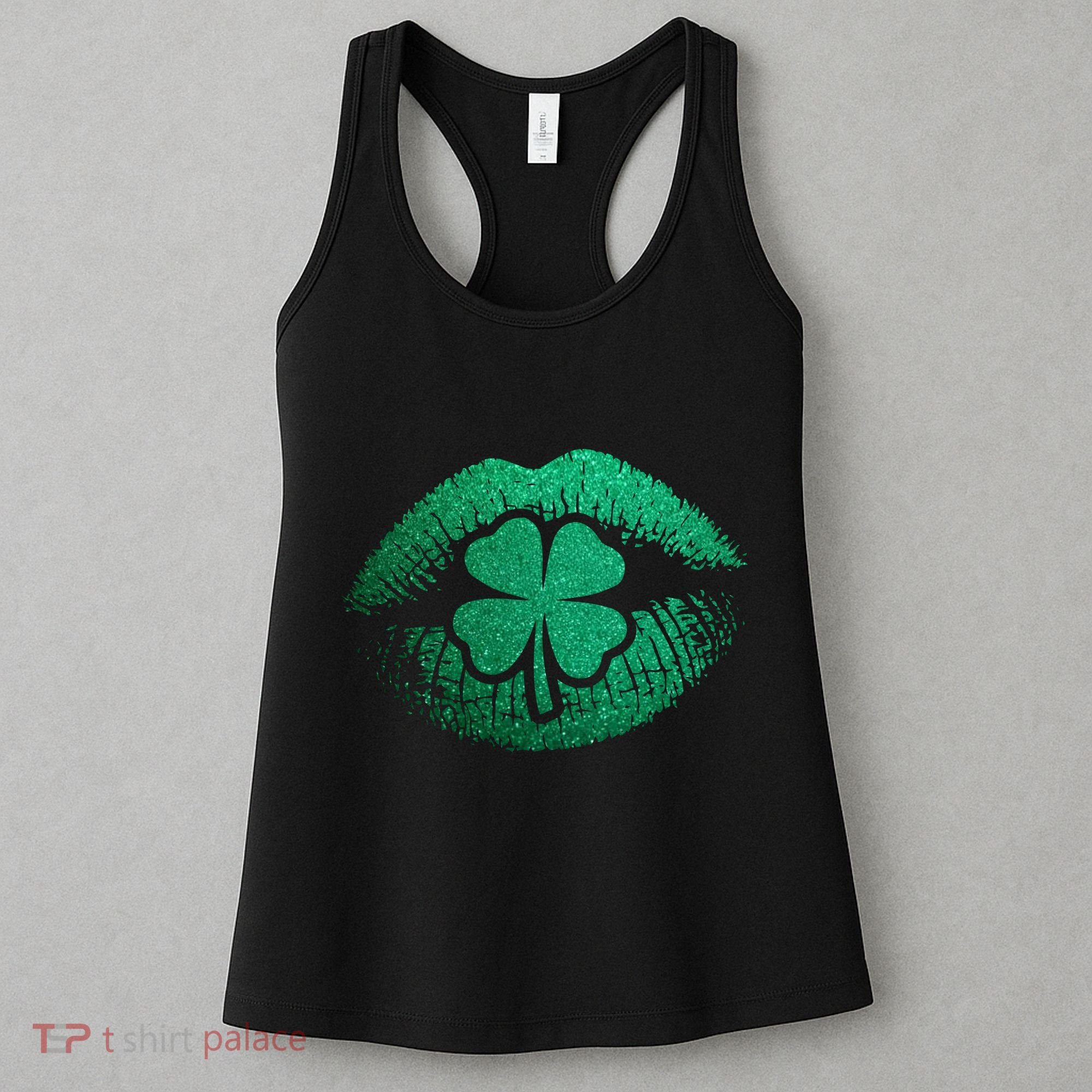 St PatrickS Day Irish Leaf Clover Lips Women's Tank Top