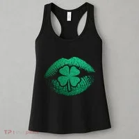 St PatrickS Day Irish Leaf Clover Lips Women's Tank Top thumb 3