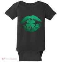 St PatrickS Day Irish Leaf Clover Lips Baby Bodysuit thumb 0