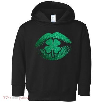 St PatrickS Day Irish Leaf Clover Lips Toddler Hoodie