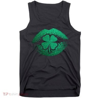 St PatrickS Day Irish Leaf Clover Lips Tank Top