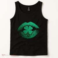 St PatrickS Day Irish Leaf Clover Lips Tank Top thumb 2
