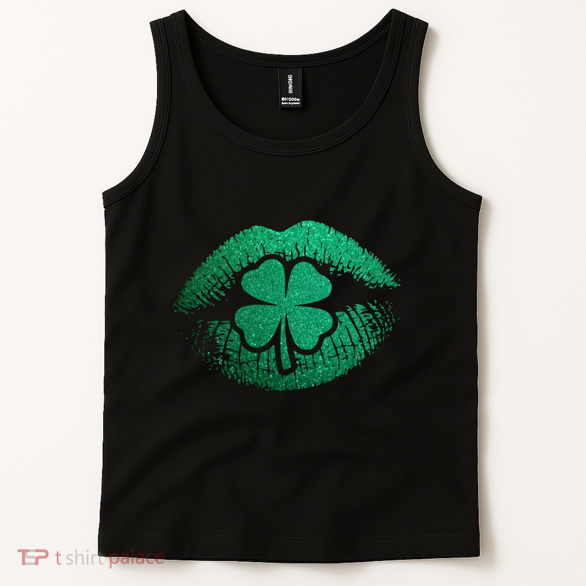 St PatrickS Day Irish Leaf Clover Lips Tank Top