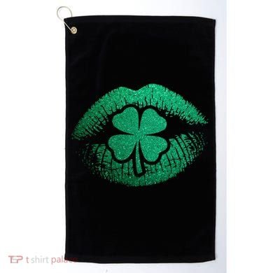 St PatrickS Day Irish Leaf Clover Lips Golf Towel