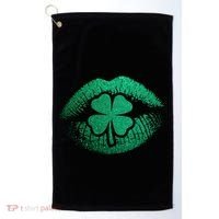 St PatrickS Day Irish Leaf Clover Lips Golf Towel thumb 0