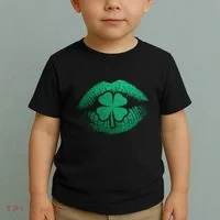 St PatrickS Day Irish Leaf Clover Lips Toddler T-Shirt thumb 2