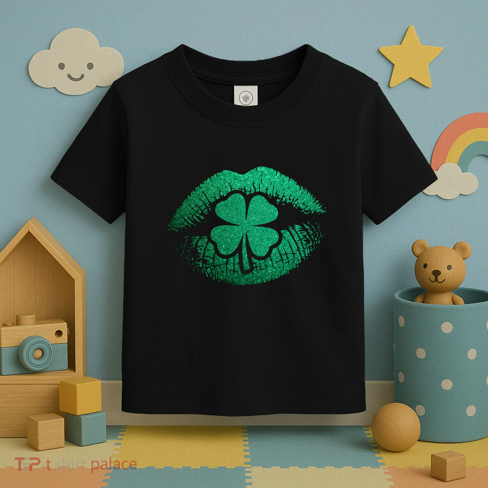 St PatrickS Day Irish Leaf Clover Lips Toddler T-Shirt