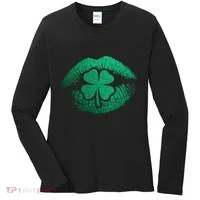 St PatrickS Day Irish Leaf Clover Lips Women's Long Sleeve Shirt thumb 0