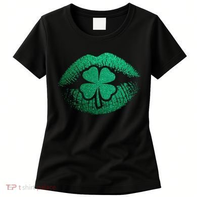 St PatrickS Day Irish Leaf Clover Lips Women's T-Shirt