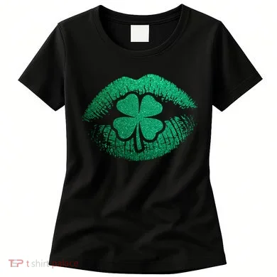 St PatrickS Day Irish Leaf Clover Lips Women's T-Shirt