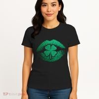 St PatrickS Day Irish Leaf Clover Lips Women's T-Shirt thumb 4