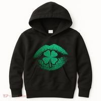 St PatrickS Day Irish Leaf Clover Lips Kids Hoodie thumb 0