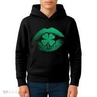 St PatrickS Day Irish Leaf Clover Lips Kids Hoodie thumb 4