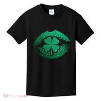 St PatrickS Day Irish Leaf Clover Lips Kids T-Shirt thumb 0