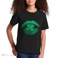 St PatrickS Day Irish Leaf Clover Lips Kids T-Shirt thumb 2