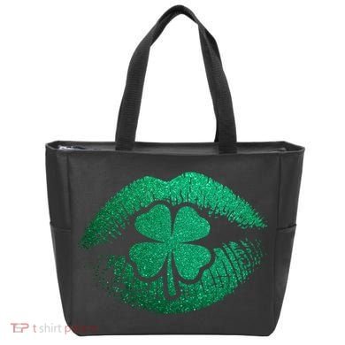 St PatrickS Day Irish Leaf Clover Lips Tote Bag
