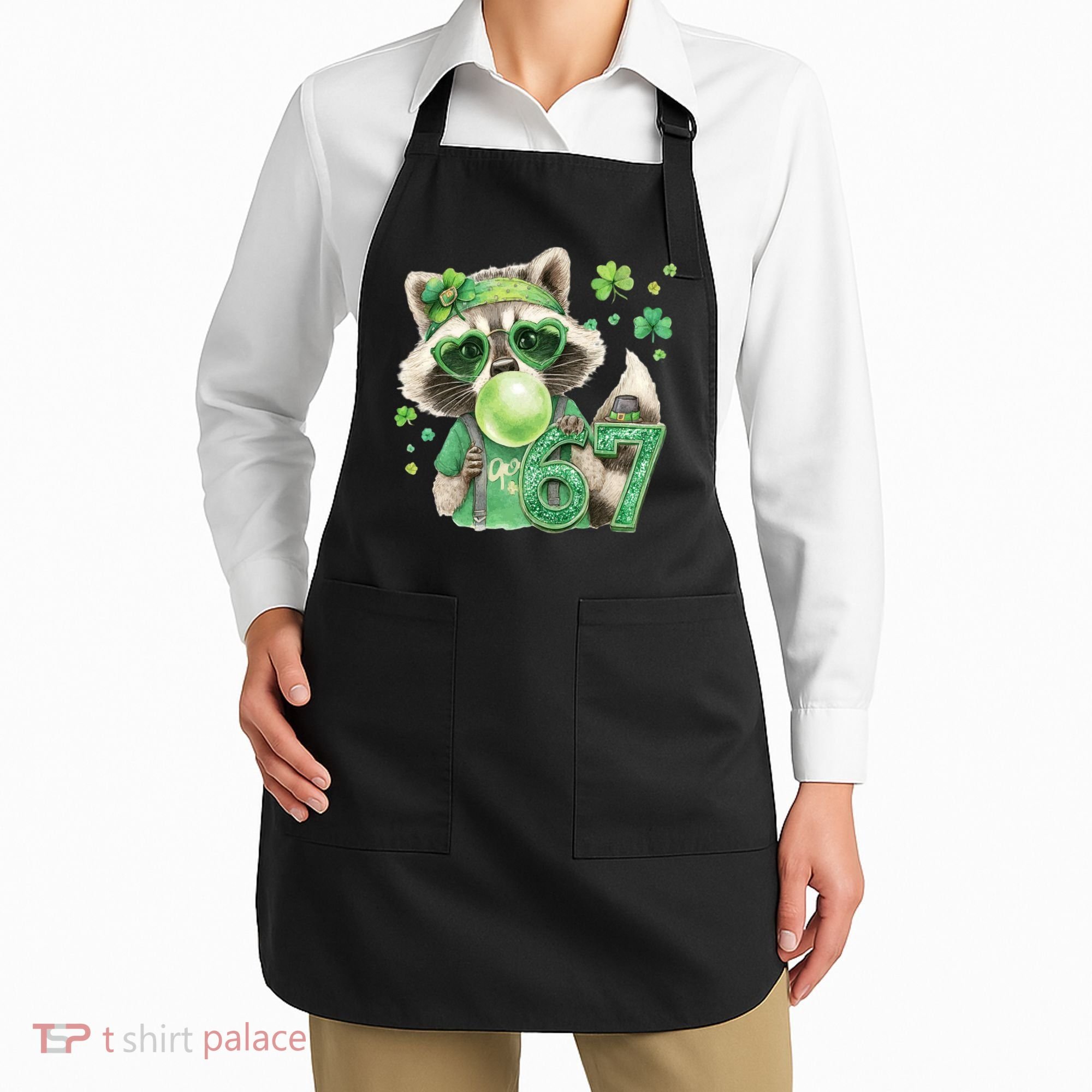 St Patrick’s Day 67 Raccoon Viral Meme Apron