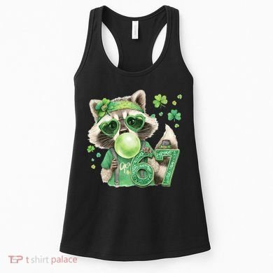 St Patrick’s Day 67 Raccoon Viral Meme Women's Tank Top