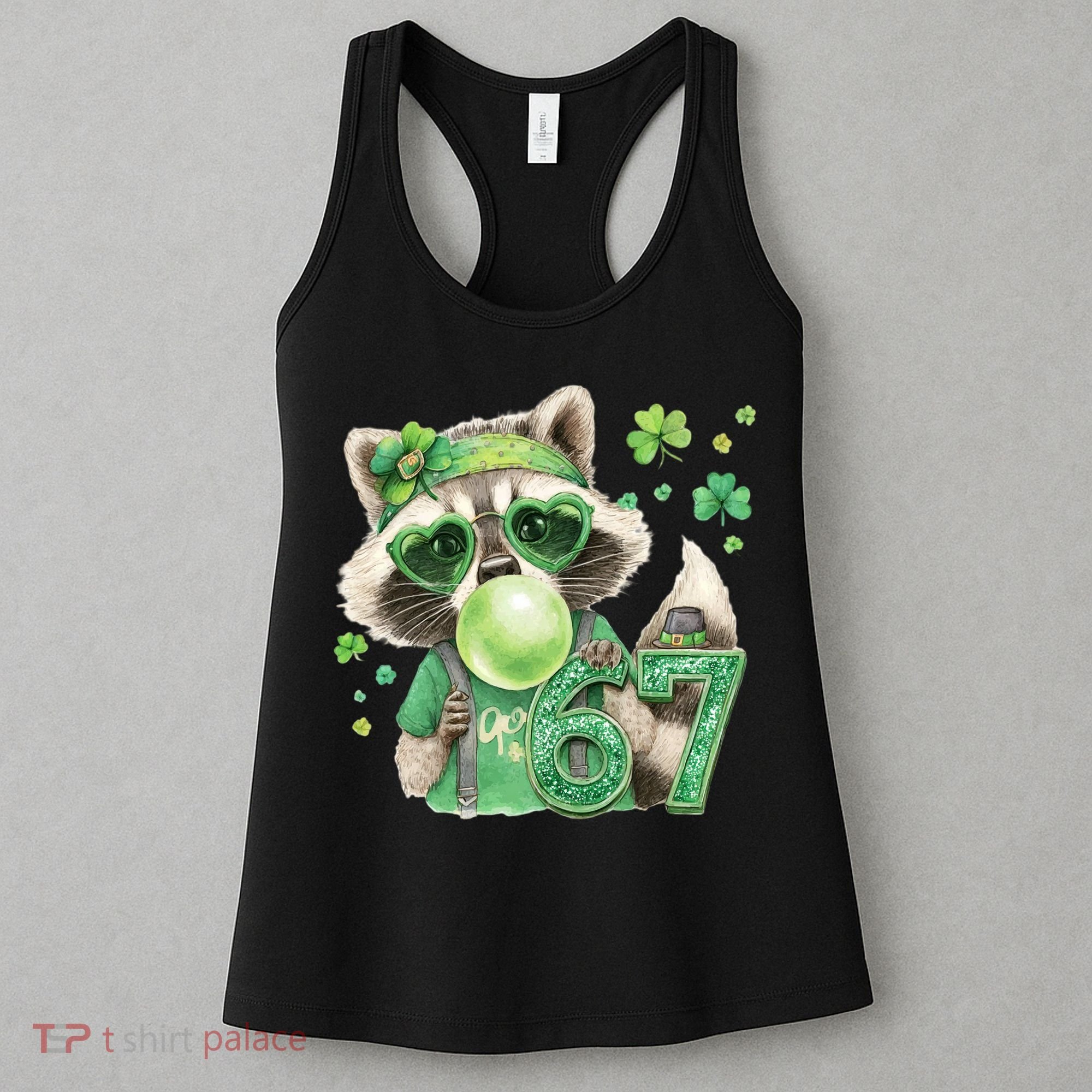 St Patrick’s Day 67 Raccoon Viral Meme Women's Tank Top