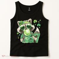 St Patrick’s Day 67 Raccoon Viral Meme Tank Top thumb 2