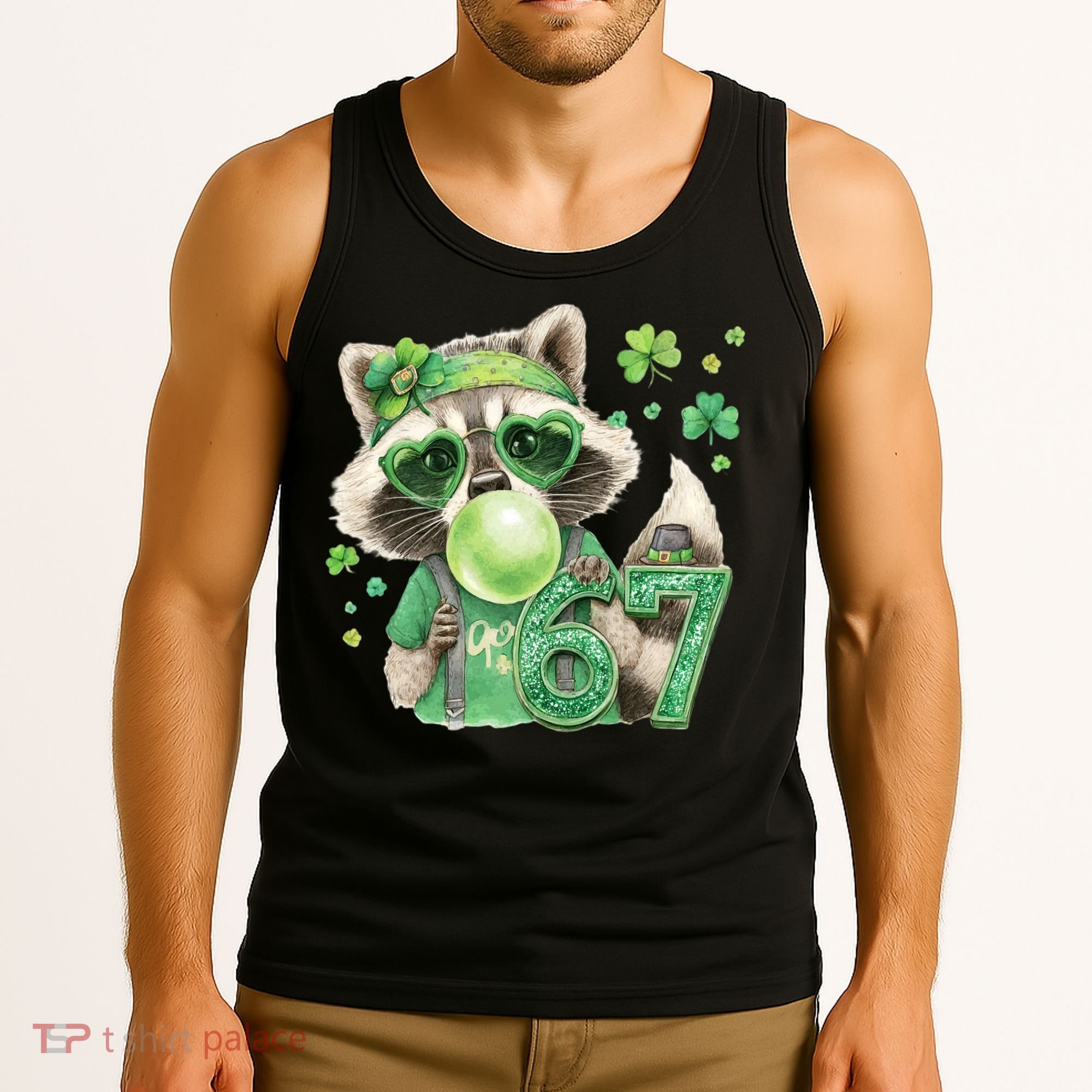 St Patrick’s Day 67 Raccoon Viral Meme Tank Top
