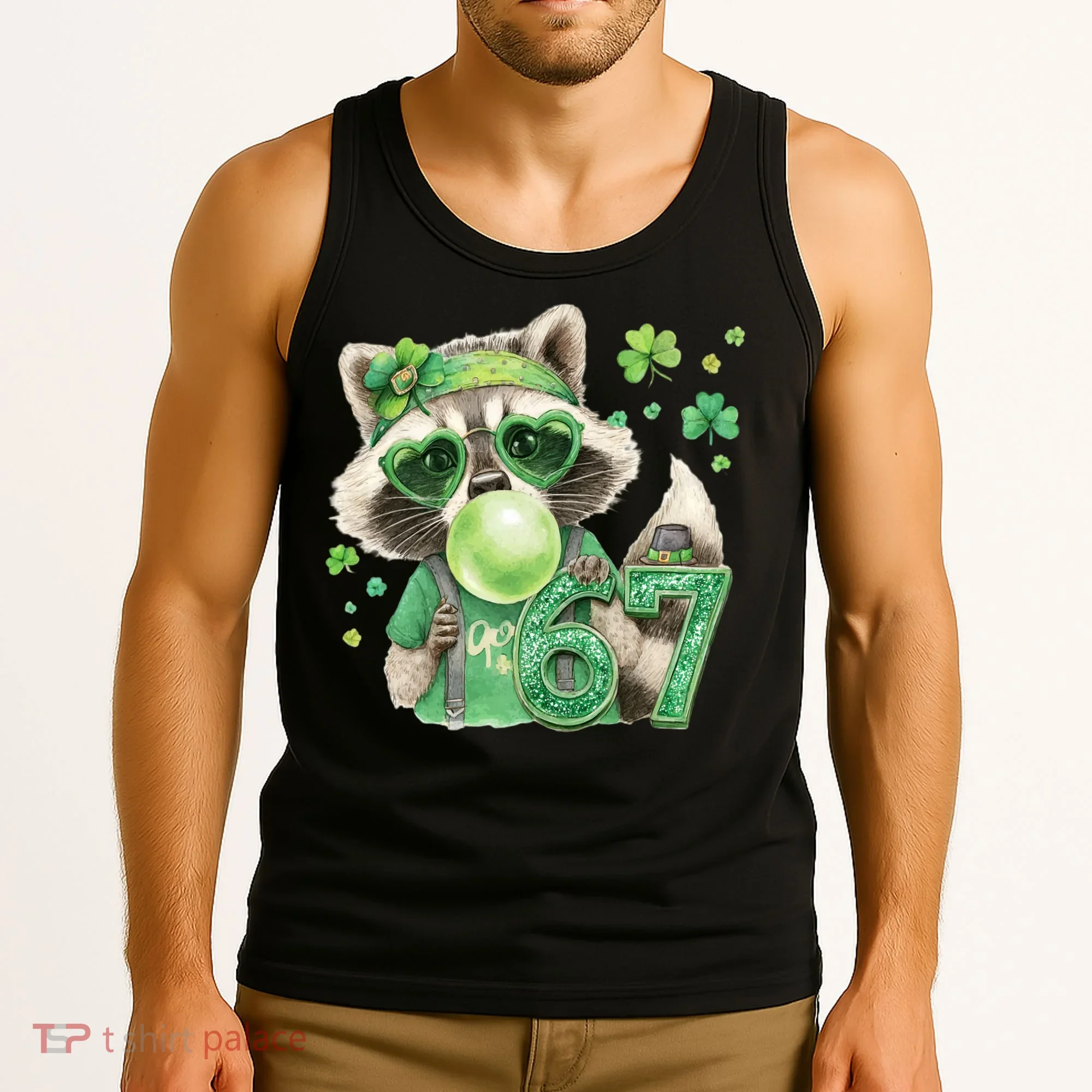 St Patrick’s Day 67 Raccoon Viral Meme Tank Top
