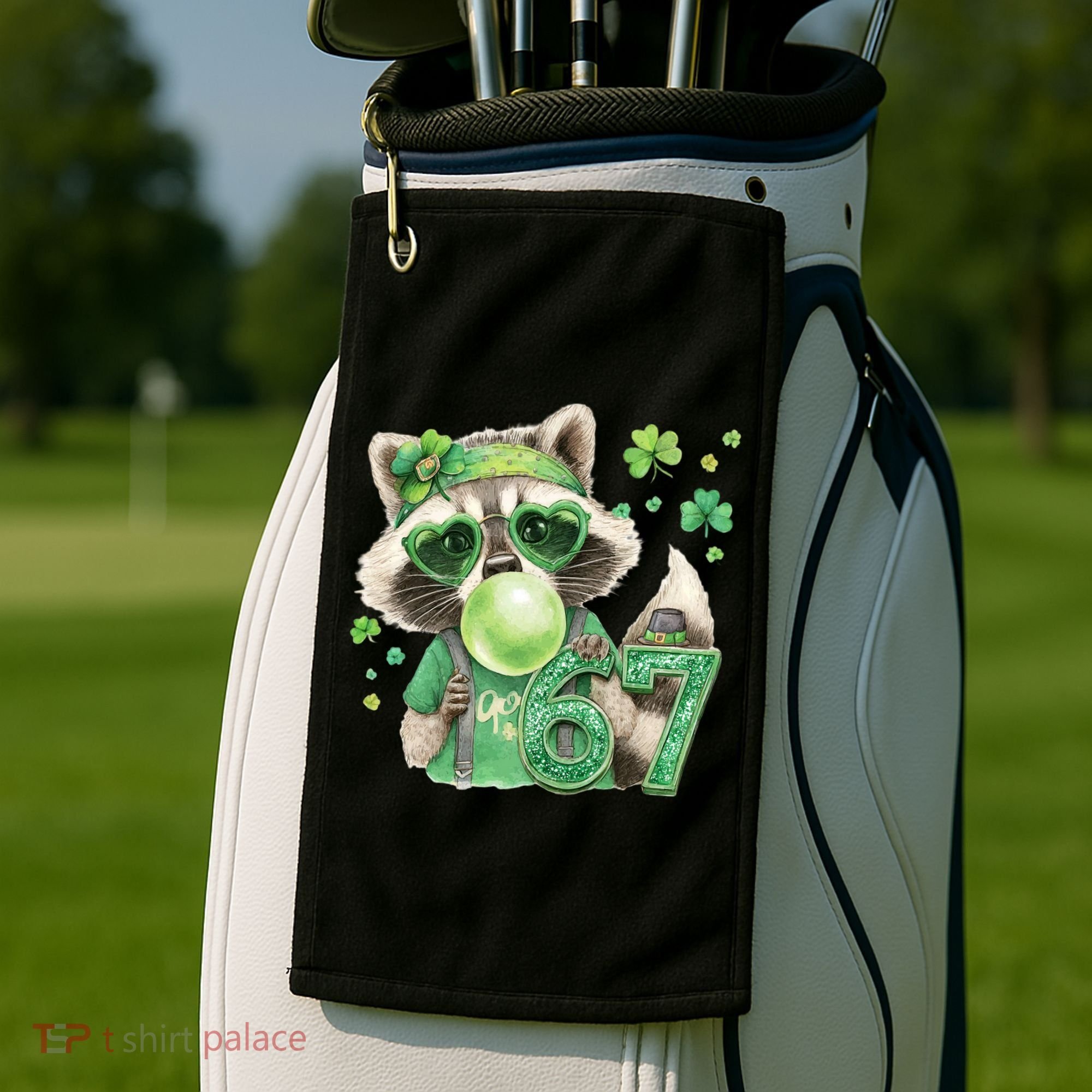 St Patrick’s Day 67 Raccoon Viral Meme Golf Towel