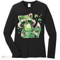 St Patrick’s Day 67 Raccoon Viral Meme Women's Long Sleeve Shirt thumb 0