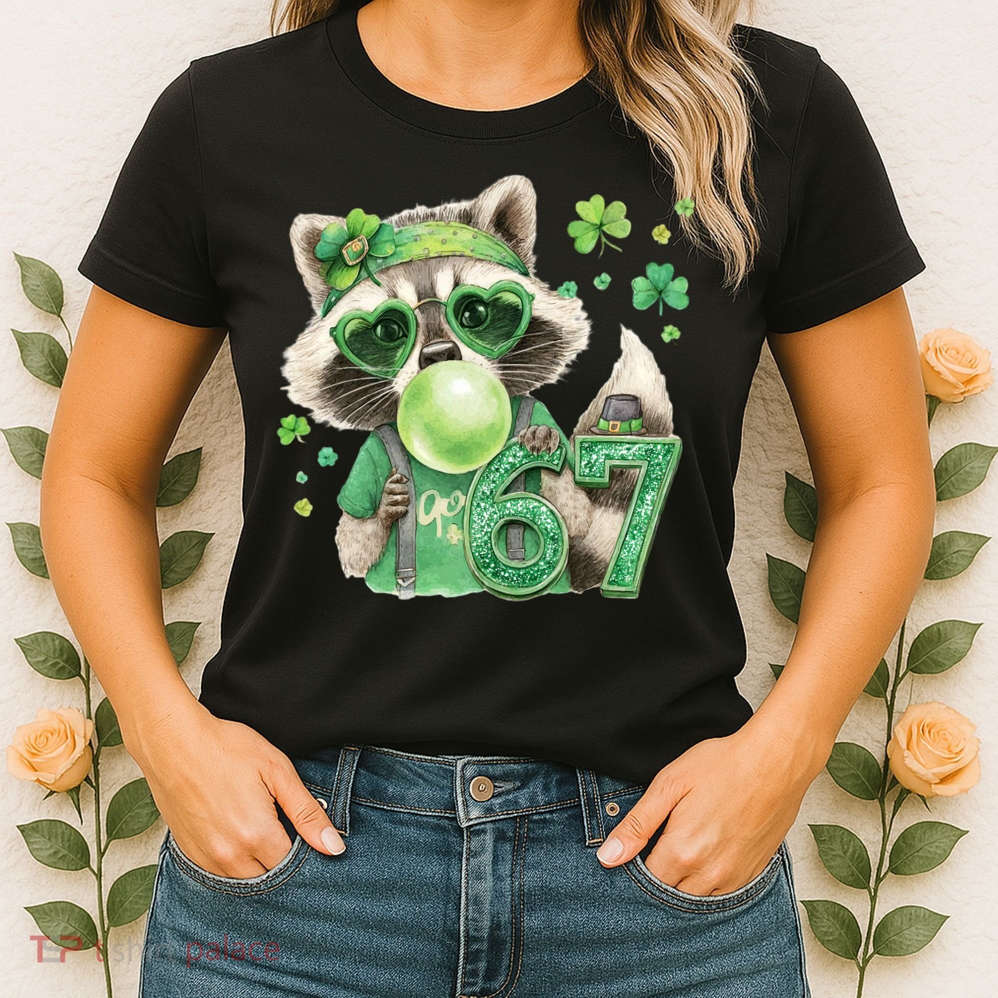 St Patrick’s Day 67 Raccoon Viral Meme Women's T-Shirt