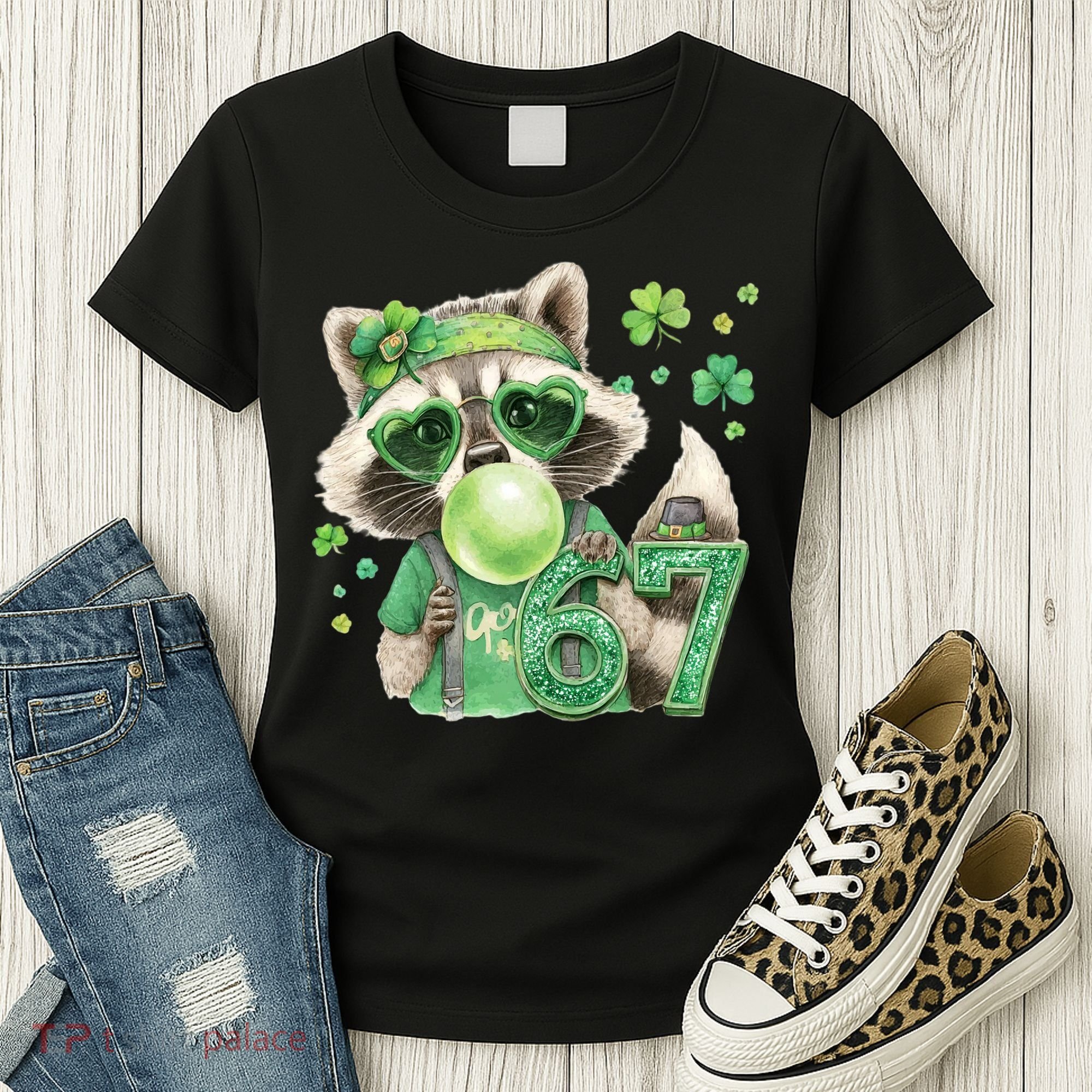 St Patrick’s Day 67 Raccoon Viral Meme Women's T-Shirt