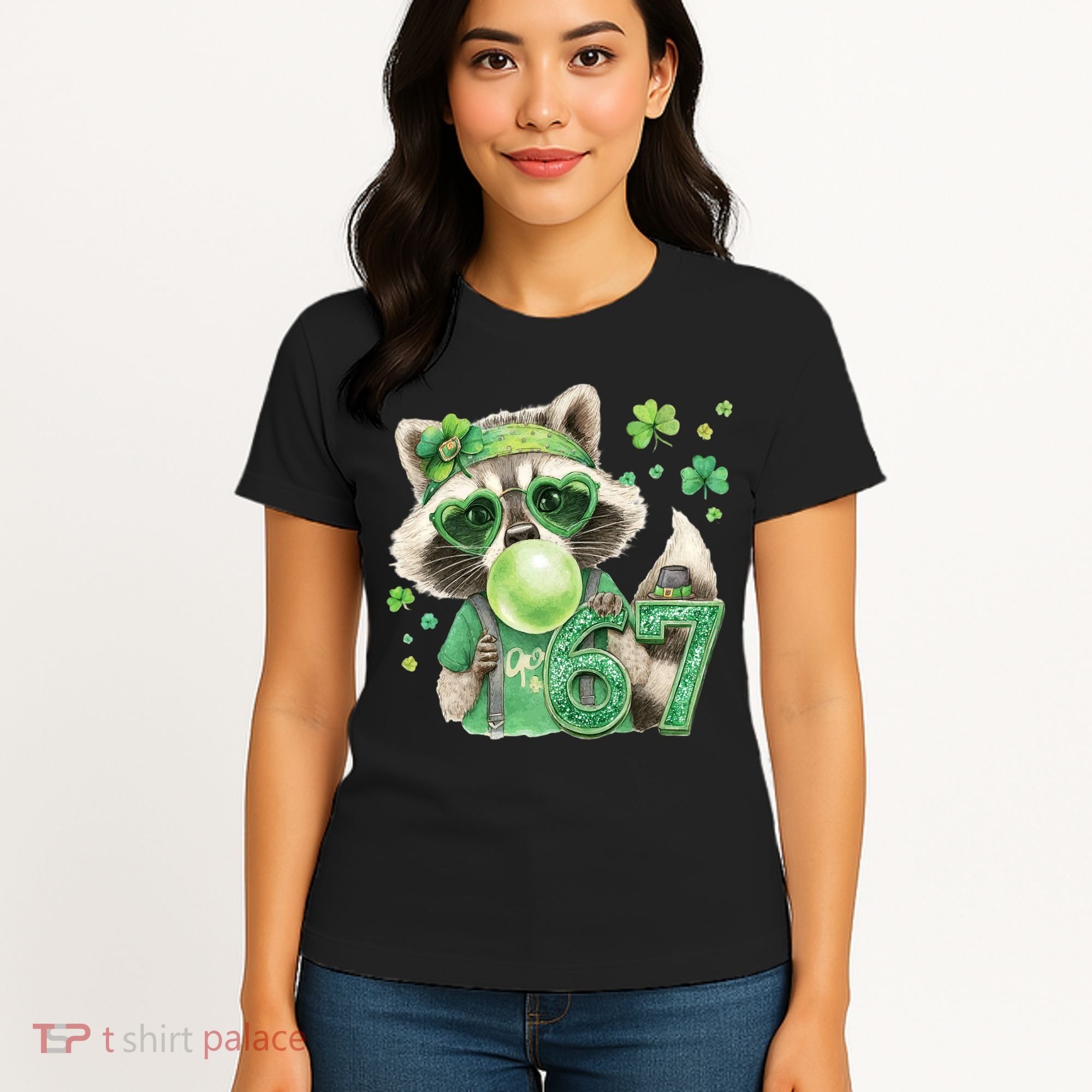 St Patrick’s Day 67 Raccoon Viral Meme Women's T-Shirt