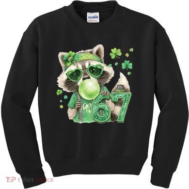 St Patrick’s Day 67 Raccoon Viral Meme Kids Sweatshirt
