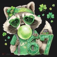 St Patrick’s Day 67 Raccoon Viral Meme Kids Sweatshirt thumb 2