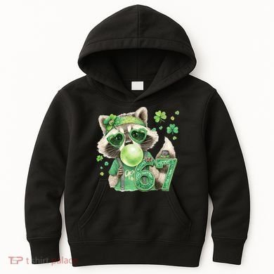 St Patrick’s Day 67 Raccoon Viral Meme Kids Hoodie