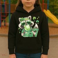 St Patrick’s Day 67 Raccoon Viral Meme Kids Hoodie thumb 3